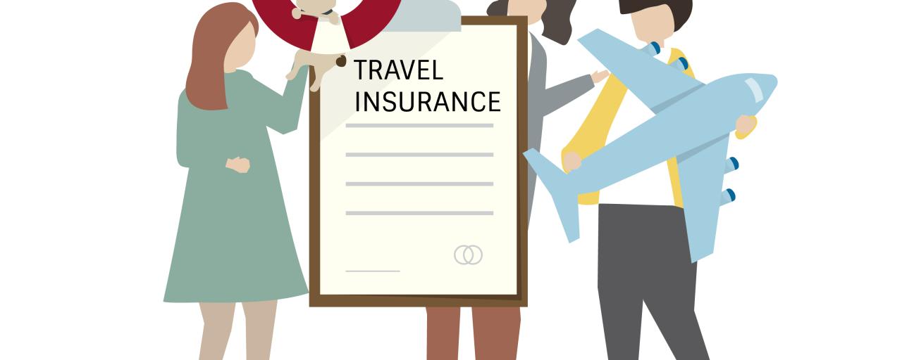 Illustration of people with travel insurance